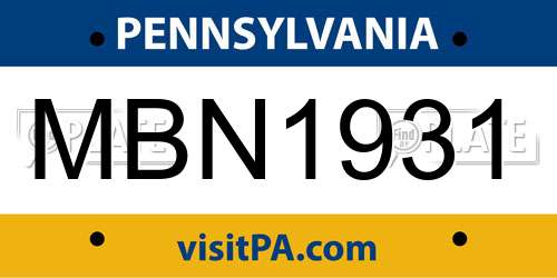 MBN1931 Pennsylvania License Plate