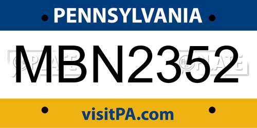 MBN2352 Pennsylvania License Plate