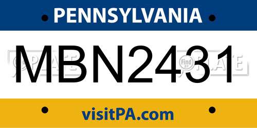 MBN2431 Pennsylvania License Plate