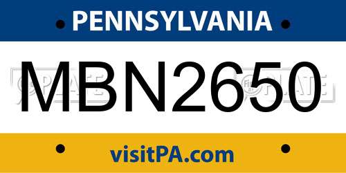MBN2650 Pennsylvania License Plate