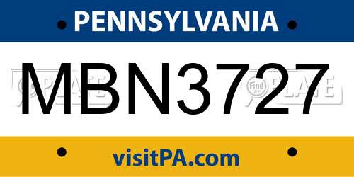 MBN3727 Pennsylvania License Plate
