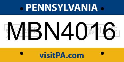 MBN4016 Pennsylvania License Plate
