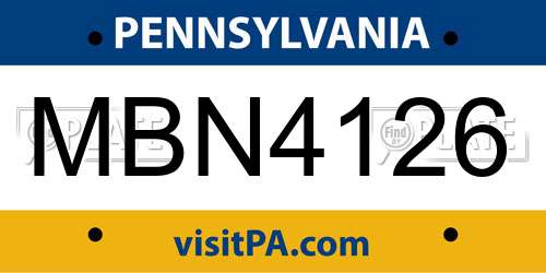 MBN4126 Pennsylvania License Plate