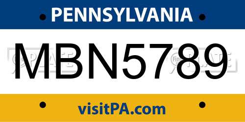 MBN5789 Pennsylvania License Plate