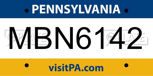 MBN6142 Pennsylvania License Plate