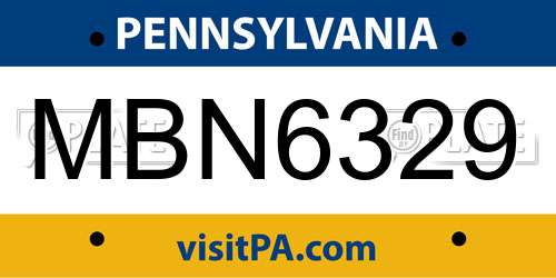 MBN6329 Pennsylvania License Plate