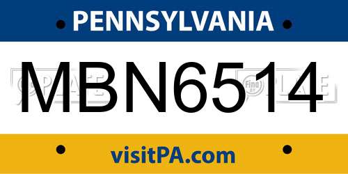 MBN6514 Pennsylvania License Plate