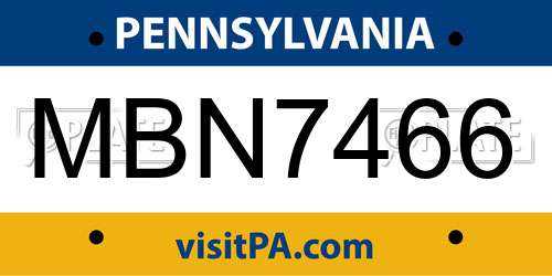 MBN7466 Pennsylvania License Plate