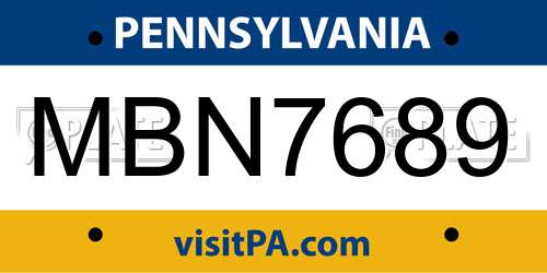 MBN7689 Pennsylvania License Plate