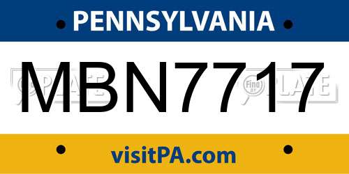 MBN7717 Pennsylvania License Plate
