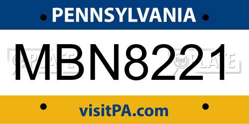 MBN8221 Pennsylvania License Plate