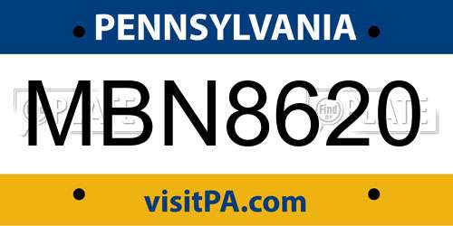 MBN8620 Pennsylvania License Plate