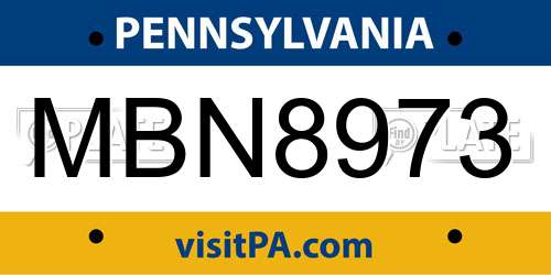 MBN8973 Pennsylvania License Plate