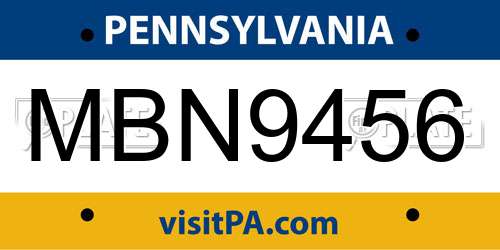 MBN9456 Pennsylvania License Plate