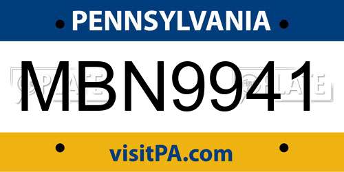 MBN9941 Pennsylvania License Plate