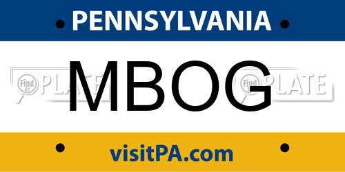 MBOG Pennsylvania License Plate