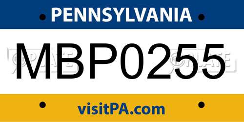MBP0255 Pennsylvania License Plate