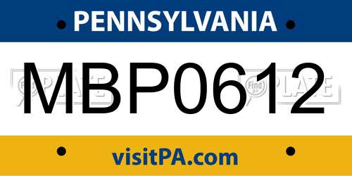 MBP0612 Pennsylvania License Plate