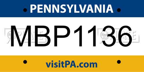 MBP1136 Pennsylvania License Plate