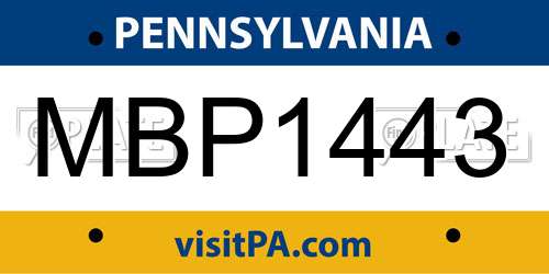 MBP1443 Pennsylvania License Plate