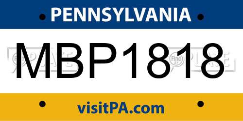 MBP1818 Pennsylvania License Plate