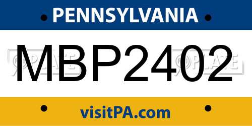 MBP2402 Pennsylvania License Plate