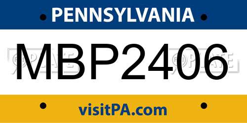MBP2406 Pennsylvania License Plate