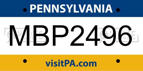 MBP2496 Pennsylvania License Plate