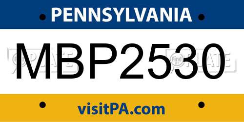 MBP2530 Pennsylvania License Plate