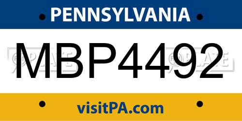 MBP4492 Pennsylvania License Plate