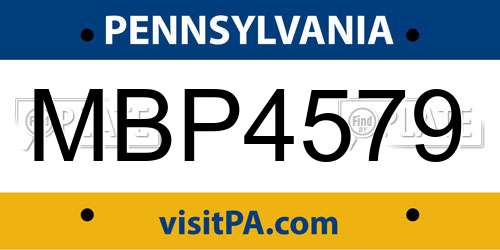 MBP4579 Pennsylvania License Plate