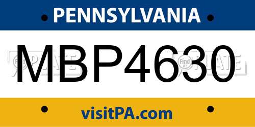 MBP4630 Pennsylvania License Plate