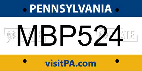 MBP524 Pennsylvania License Plate