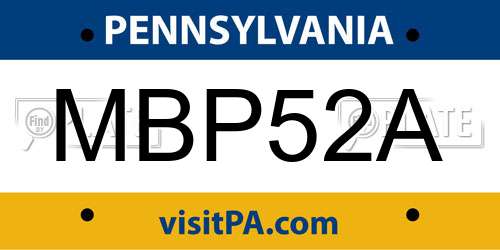 MBP52A Pennsylvania License Plate