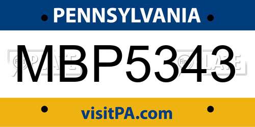MBP5343 Pennsylvania License Plate