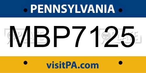 MBP7125 Pennsylvania License Plate