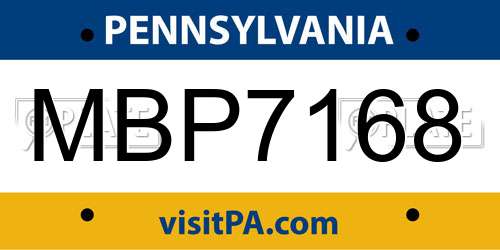 MBP7168 Pennsylvania License Plate