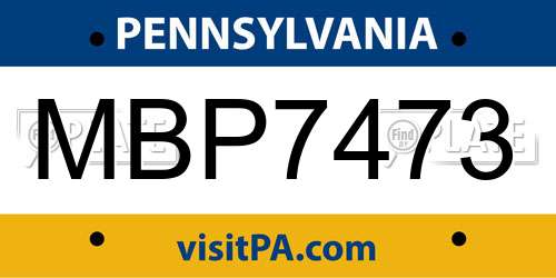 MBP7473 Pennsylvania License Plate