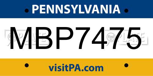 MBP7475 Pennsylvania License Plate