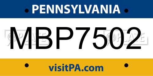MBP7502 Pennsylvania License Plate