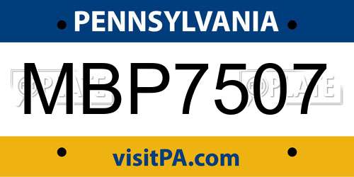 MBP7507 Pennsylvania License Plate