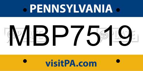 MBP7519 Pennsylvania License Plate