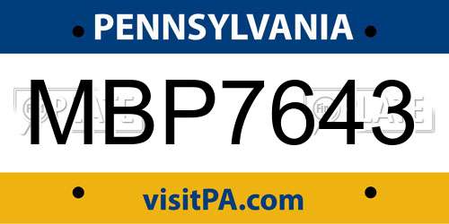 MBP7643 Pennsylvania License Plate