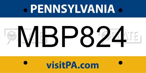 MBP824 Pennsylvania License Plate