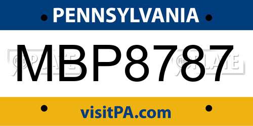 MBP8787 Pennsylvania License Plate