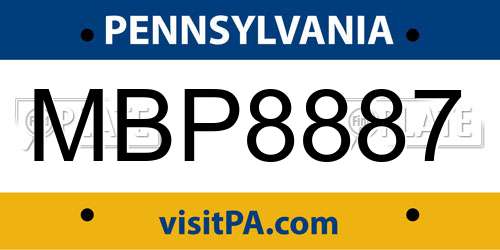 MBP8887 Pennsylvania License Plate