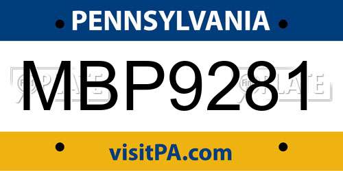 MBP9281 Pennsylvania License Plate