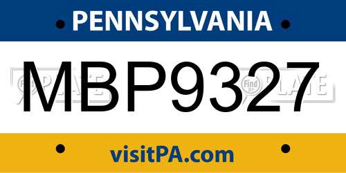 MBP9327 Pennsylvania License Plate
