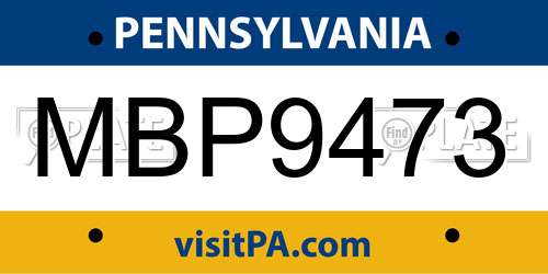 MBP9473 Pennsylvania License Plate