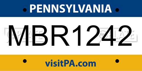 MBR1242 Pennsylvania License Plate